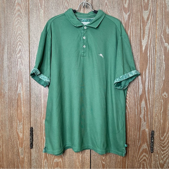 Tommy Bahama Island Zone Polo Shirt Men 2XL XXL Green Supima Relax Beach Outdoor - Picture 1 of 11